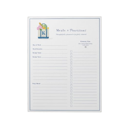 Gepersonaliseerde maaltijdplanning notitieblok (Linkerzijde)