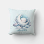 Gepersonaliseerde Maan en Wolken Baby Klok Kussen (Voorkant)
