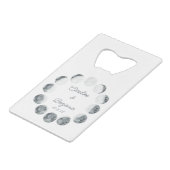 Gepersonaliseerde Maan Fase Witte Kosmische Trouwd Creditkaart Flessenopener (Voorkant Gekanteld)