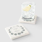 Gepersonaliseerde Maan Fase Witte Kosmische Trouwd Stenen Onderzetter (Zijkant)