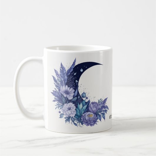 Gepersonaliseerde Maan Waterverf Celestial Paarse Koffiemok (Links)