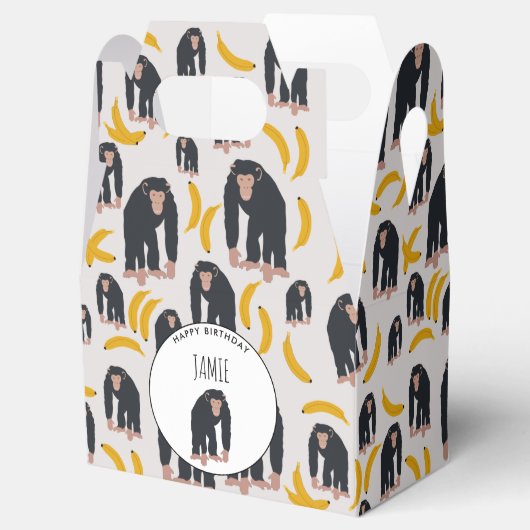 Gepersonaliseerde maandag-chimpansee & bananen-dag bedankdoosjes (Geopend)
