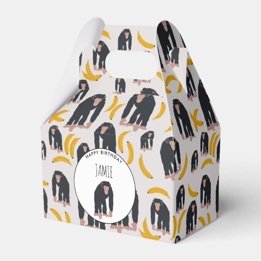 Gepersonaliseerde maandag-chimpansee & bananen-dag bedankdoosjes (Voorkant Zijde)