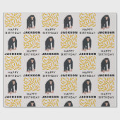 Gepersonaliseerde maandag-chimpansee & bananen-dag cadeaupapier (Vlak)