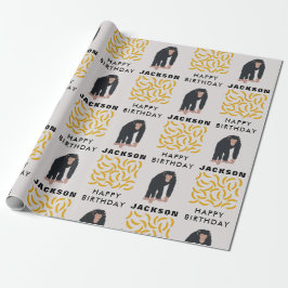 Gepersonaliseerde maandag-chimpansee & bananen-dag cadeaupapier