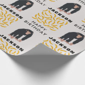 Gepersonaliseerde maandag-chimpansee & bananen-dag cadeaupapier (Hoek)