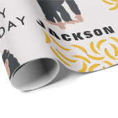 Gepersonaliseerde maandag-chimpansee & bananen-dag cadeaupapier (Rol Hoek)