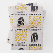 Gepersonaliseerde maandag-chimpansee & bananen-dag inpakpapier vel (In situ)