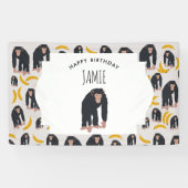 Gepersonaliseerde maandag-chimpansee & bananen-dag spandoek (Horizontaal)