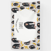 Gepersonaliseerde maandag-chimpansee & bananen-dag spandoek (Verticaal)