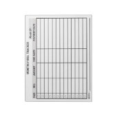 Gepersonaliseerde maandelijkse factureringstracker notitieblok (Linkerzijde)