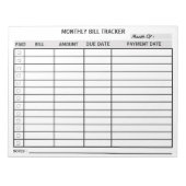 Gepersonaliseerde maandelijkse factureringstracker notitieblok (Voorkant)