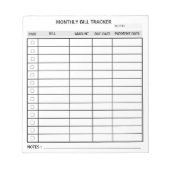 Gepersonaliseerde maandelijkse factureringstracker notitieblok (Voorkant)