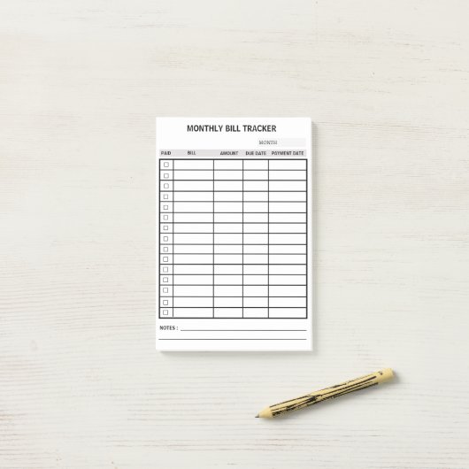 Gepersonaliseerde maandelijkse factureringstracker post-it® notes (Op bureau)