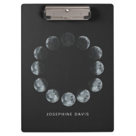 Gepersonaliseerde Maanfase Cirkel met Naam School Klembord