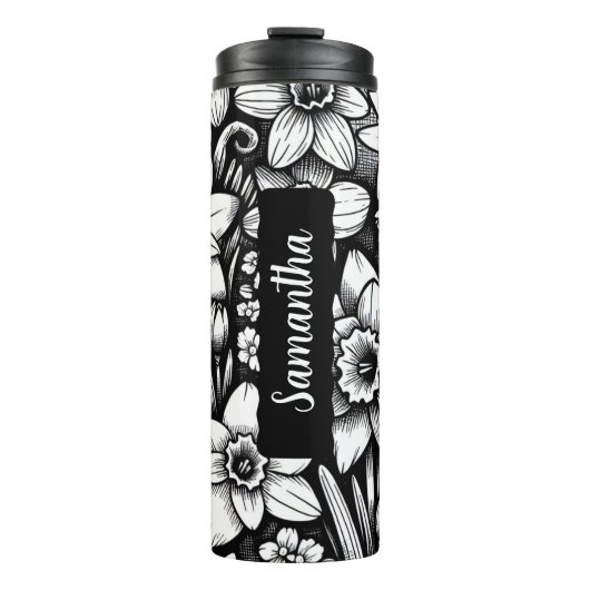 Gepersonaliseerde Maart Geboorte Bloem Daffodil 16 Thermosbeker (Voorkant)