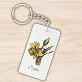 Gepersonaliseerde maart Geboorte Bloem Daffodil Sl Sleutelhanger