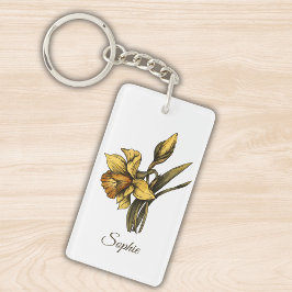 Gepersonaliseerde maart Geboorte Bloem Daffodil Sl Sleutelhanger