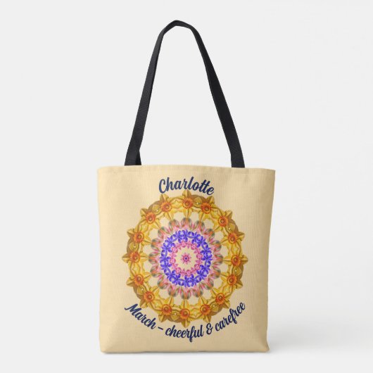 Gepersonaliseerde maart Geboorte Maand Bloem Daffo Tote Bag (Achterkant)