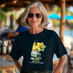 Gepersonaliseerde Maart Geboortemaand Tuin Gnoom T-shirt