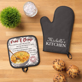 Gepersonaliseerde Mac en Cheese Bakrecept Ovenwant & Pannenlap Set