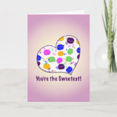 Gepersonaliseerde Macaron Confetti Hart Valentijns Kaart (Voorkant)