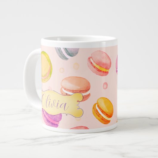 Gepersonaliseerde Macarons Waterverf Mok (Links)