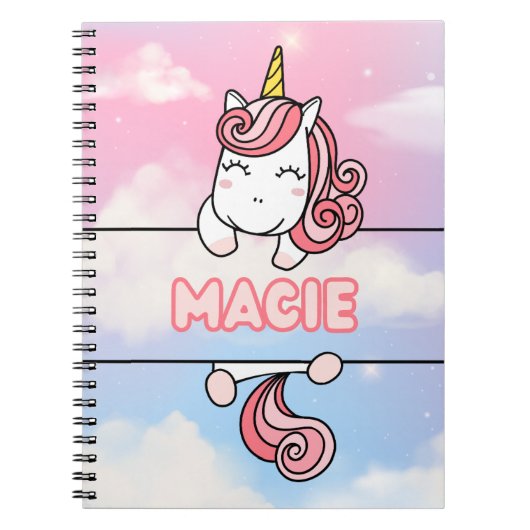 Gepersonaliseerde Macie Unicorn Girlie Notitieboek (Voorkant)