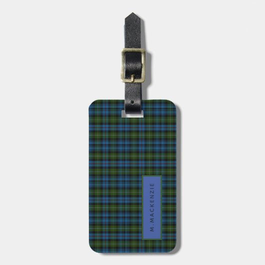 Gepersonaliseerde MacKenzie Tartan Mannen Bagage Bagagelabel (Voorkant verticaal)