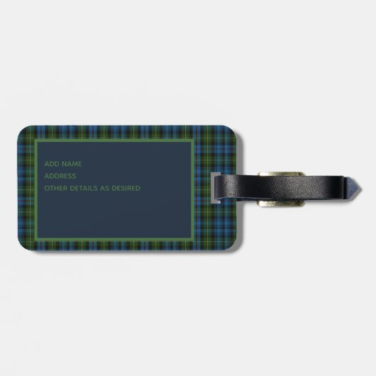 Gepersonaliseerde MacKenzie Tartan Mannen Bagage Bagagelabel (Achterkant horizontaal)