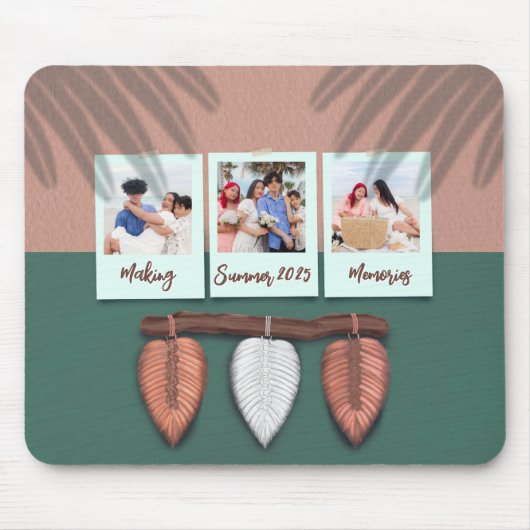 Gepersonaliseerde Macrame Feather Boho Mousepad Muismat (Voorkant)