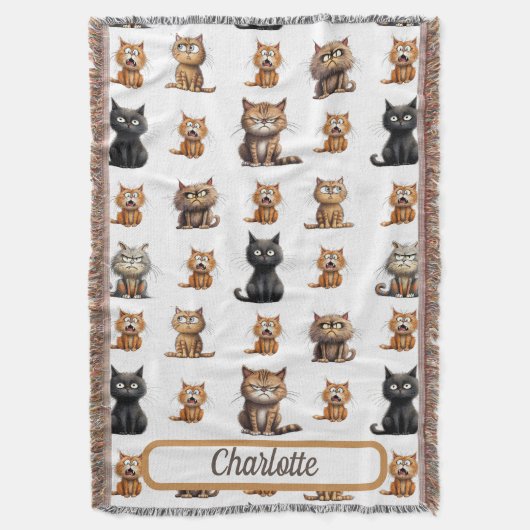 Gepersonaliseerde Mad Funny Cats Deken (Voorkant Verticaal)