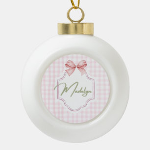 Gepersonaliseerde Madeline Baby Girl Nursery BowGi Keramische Bal Ornament