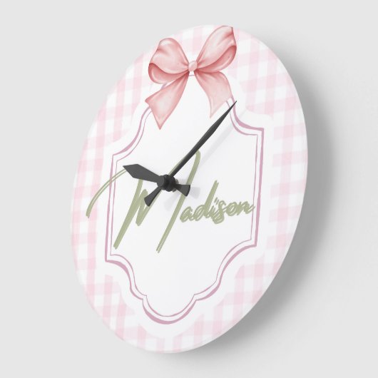 Gepersonaliseerde Madison Baby Girl Nursery Bow &  Grote Klok (Hoek)