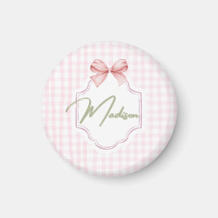 Gepersonaliseerde Madison Baby Girl Nursery Bow & Magneet