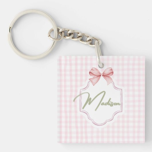 Gepersonaliseerde Madison Baby Girl Nursery Bow &  Sleutelhanger (voorkant)