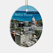 Gepersonaliseerde Madison, Wisconsin Cheese Head Keramisch Ornament (Rechts)