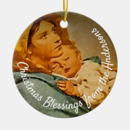 Gepersonaliseerde Madonna en Child Keepomwille Keramisch Ornament