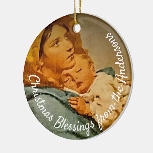 Gepersonaliseerde Madonna en Child Keepomwille Keramisch Ornament (Links)