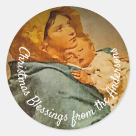 Gepersonaliseerde Madonna en kind Ronde Sticker