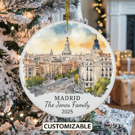Gepersonaliseerde Madrid Ornament, Spanje Gift Keramisch Ornament