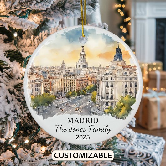 Gepersonaliseerde Madrid Ornament, Spanje Gift Keramisch Ornament