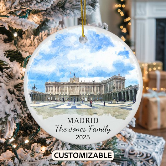Gepersonaliseerde Madrid Ornament, Spanje Gift Keramisch Ornament