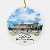 Gepersonaliseerde Madrid Ornament, Spanje Gift Keramisch Ornament (Voorkant)