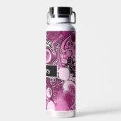 Gepersonaliseerde Magenta Fluid Art Waterfles (Achterkant)