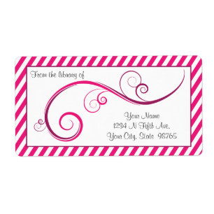 Gepersonaliseerde Magenta Swirl Bookplate Etiket