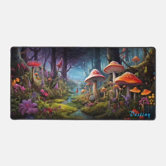Gepersonaliseerde Magic Mushroom Forest Desk Mat (Voorkant)