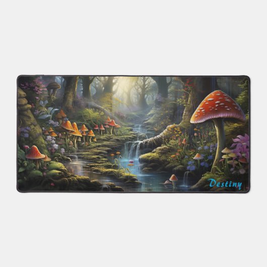 Gepersonaliseerde Magic Mushroom Forest Desk Mat (Voorkant)