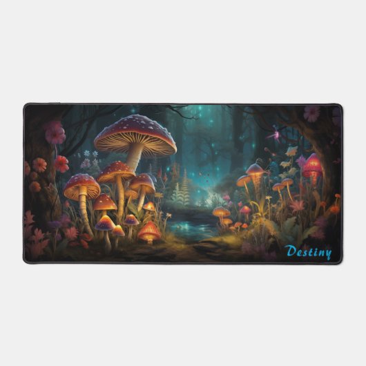 Gepersonaliseerde Magic Mushroom Forest Desk Mat (Voorkant)