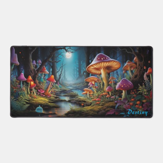 Gepersonaliseerde Magic Mushroom Forest Desk Mat (Voorkant)